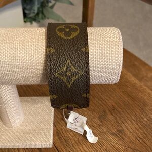 Sandra Ling Upcycled Louis Vuitton Monogram Leather Cuff Bracelet NWT